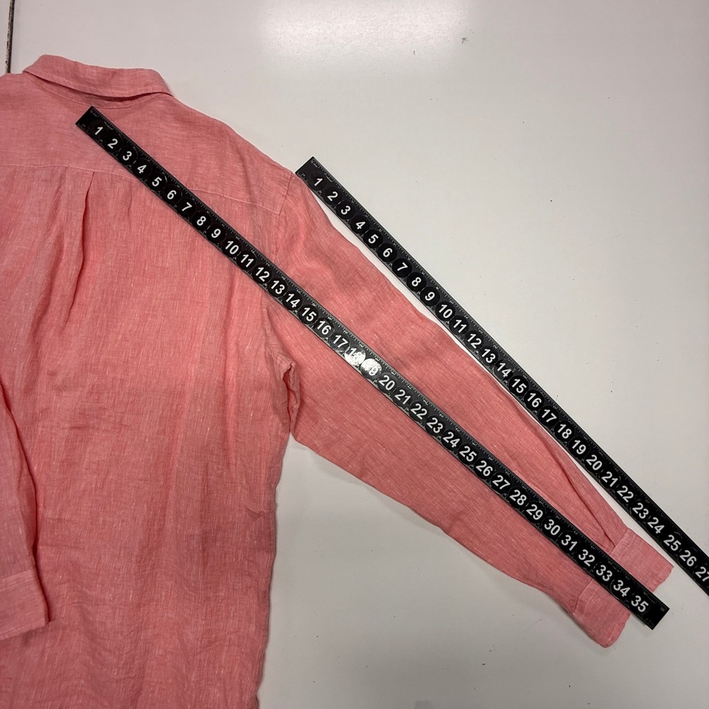 Vineyard Vines Shirt Mens XL Pink Linen Button Down Long Sleeve‎ Whale Pocket - Picture 5 of 9